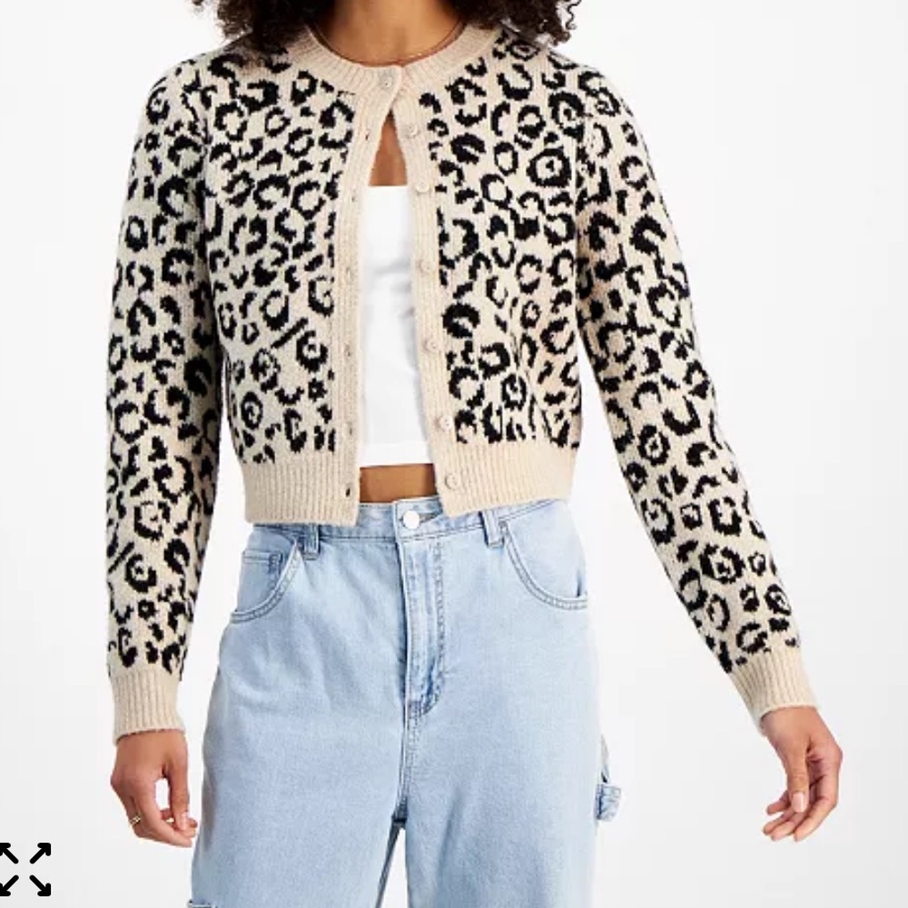 Madden Girl Tan and Black Leopard Cardigan
